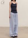 BASERANGE French organic cotton elastic stripe casual pants BAS-TROLE-PO-SU25-TW